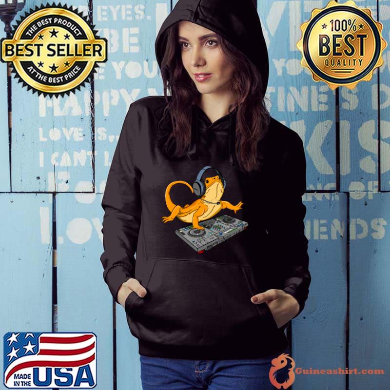 Bearded Dragon DJ Sound Tech Headphone Music Lizard T-Shirt Hoodie