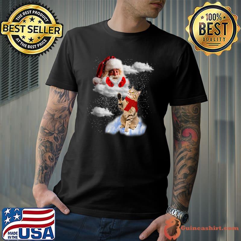 Christmas Cat Shirt For Men Black Cat Christmas Pajama Women T-Shirt