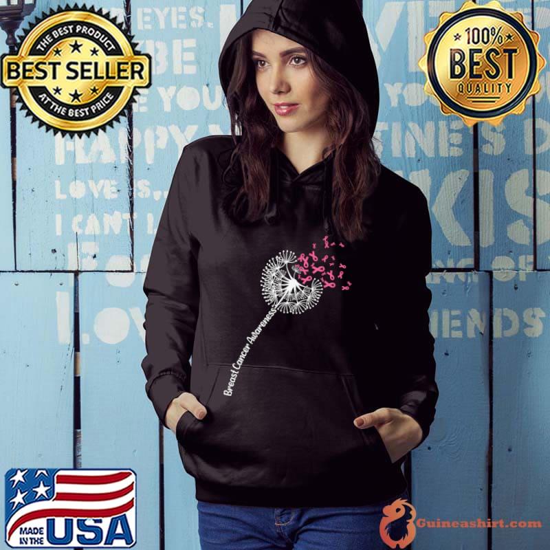 Dandelion Faith Hope Love Breast Cancer Awareness Flower T- Hoodie