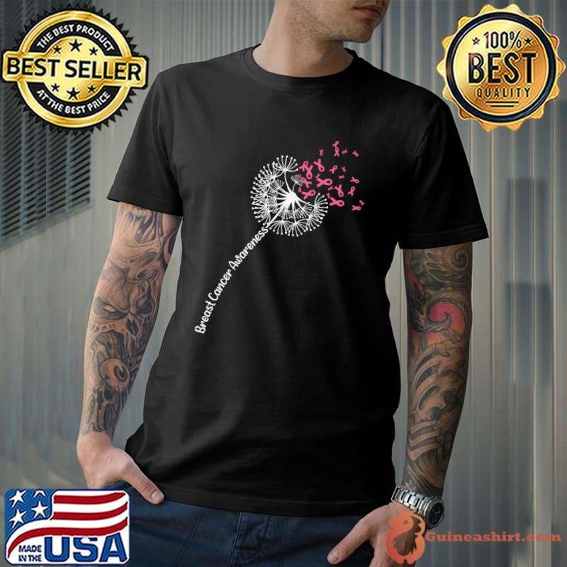 Dandelion Faith Hope Love Breast Cancer Awareness Flower T-shirt