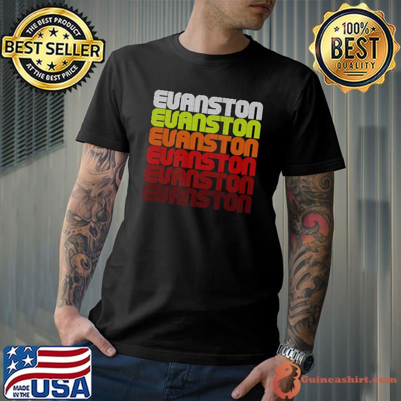 Evanston Vintage Retro 70s 80s Stripe Font Premium T-Shirt
