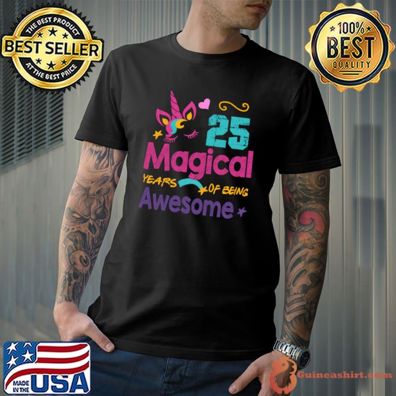 Funny 25th Birthday Awesome 25 Years Old Unicorn Cute Girl T-shirt