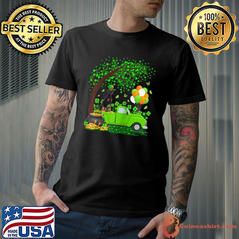 Funny Shamrock Leaf Doberman Pinscher Dog St Patricks Day T-Shirt