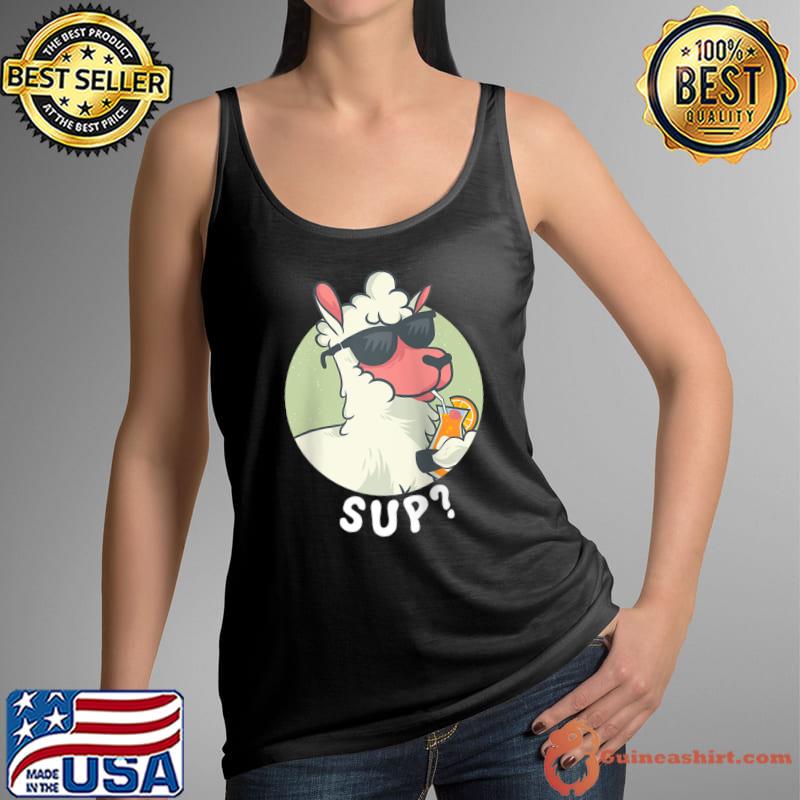 Funny sheep in sunglasses drinks a cocktail Farmer sheep T-Shirt Tank Top