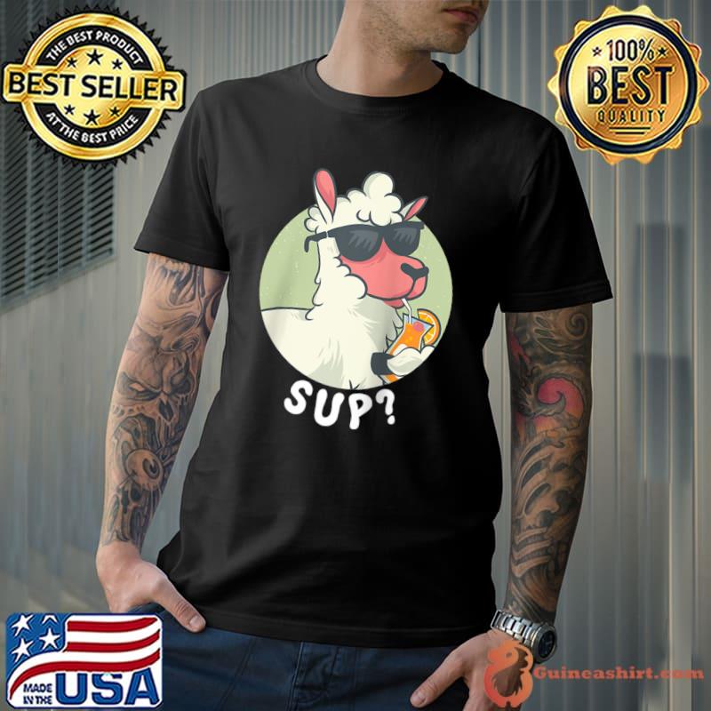 Funny sheep in sunglasses drinks a cocktail Farmer sheep T-Shirt