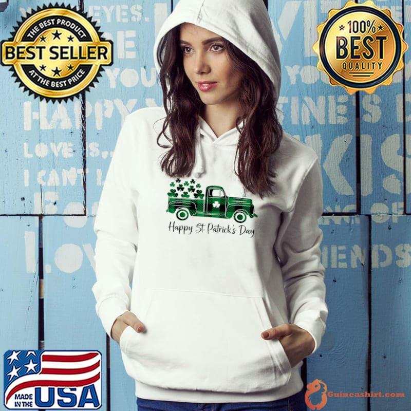 Happy St Patrick's Day Buffalo Plaid Truck Irish Shamrock T-Shirt