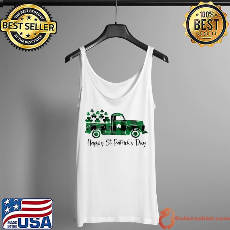 Happy St Patrick's Day Buffalo Plaid Truck Irish Shamrock T-Shirt Tank Top