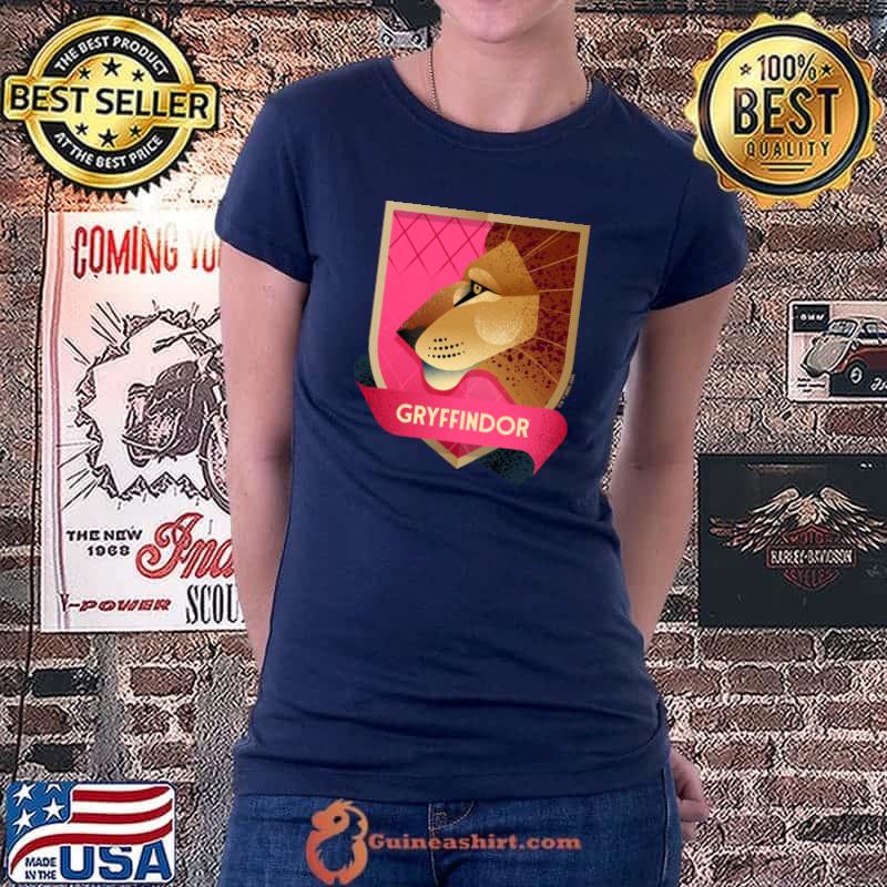 Harry Potter Deathly Hallows 2 Gryffindor Lion Logo T- Ladiestee