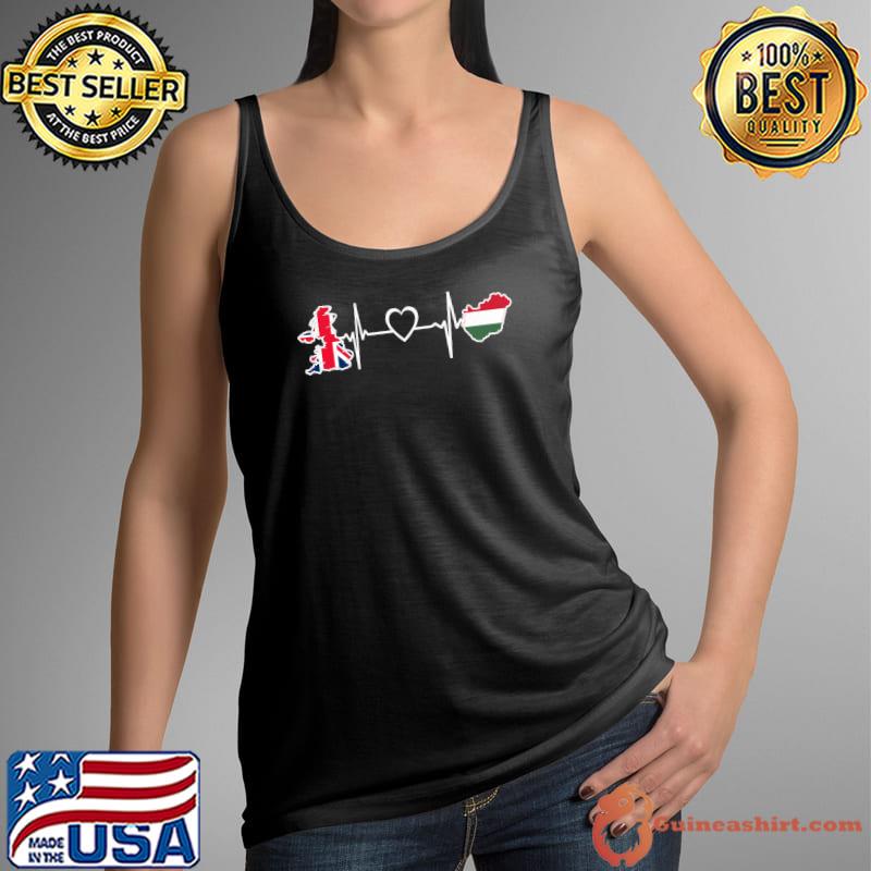 Hungary British Flag - Hungarian British UK Heartbeat Premium T-Shirt Tank Top