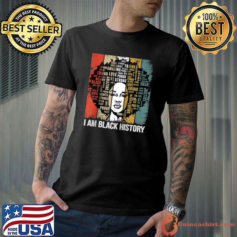 I Am Black History Month African Women Afro Girl Retro T-shirt