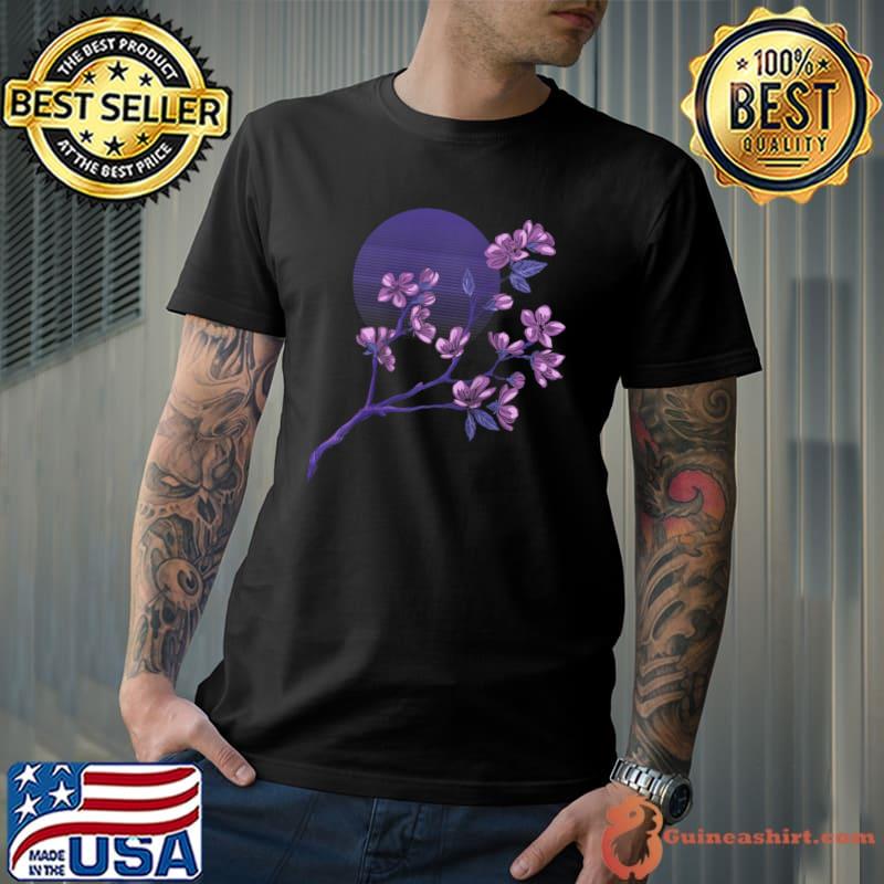 Japanese Sakura Cherry Blossoms Vaporwave Sunset T-shirt