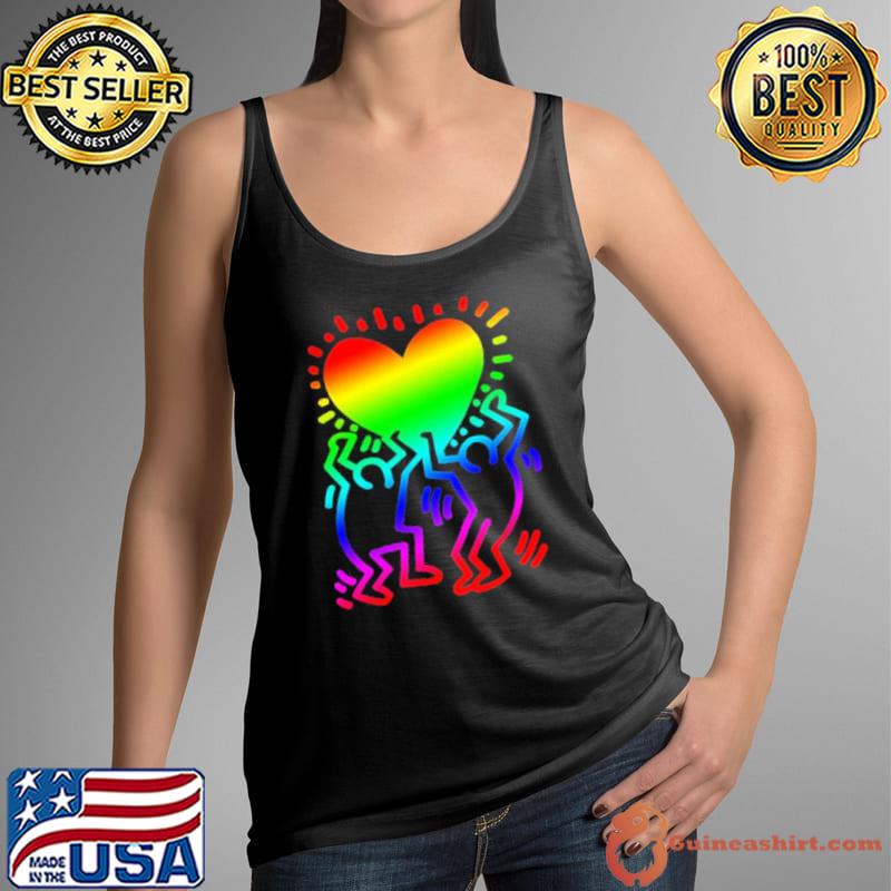 Keith haring people love heart graphic street art Tank Top