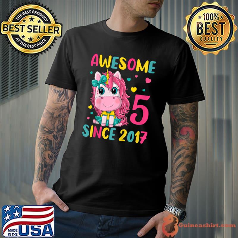 Kids 5th Birthday Party Unicorn Girl 5 Years Old Birthday T-Shirt