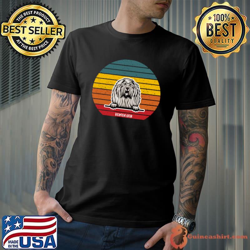 Komondor Owner Retro Vintage Colorful Sunset Puppy Dog T-shirt