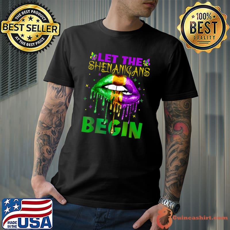 Let The Shenanigans Begin Mardi Gras Sexy Lips Kids Men T-Shirt