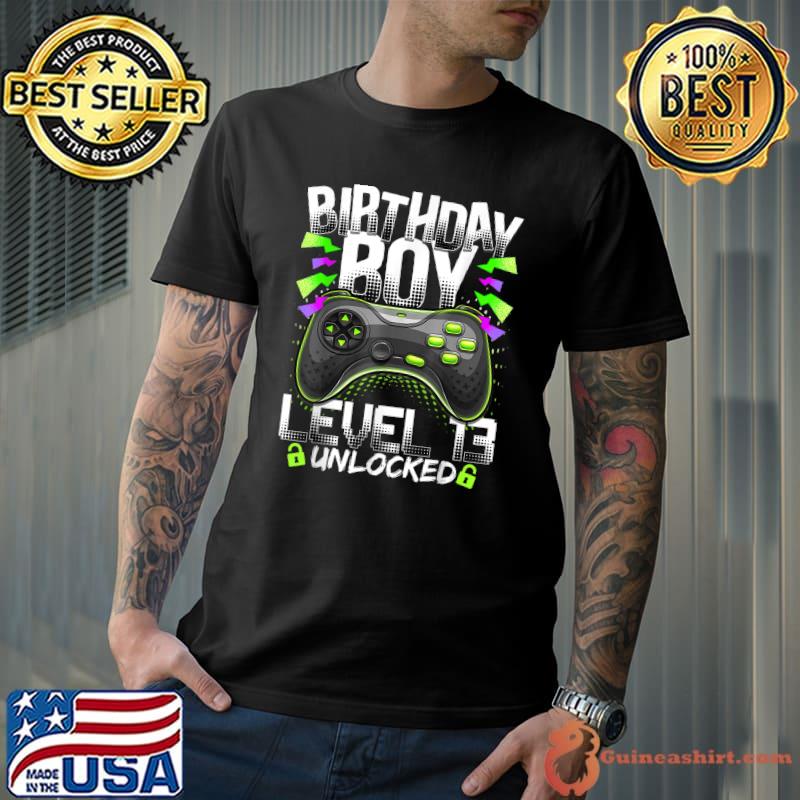 Level 13 Unlocked Video Game 13th Birthday Boy Gamer T-Shirt