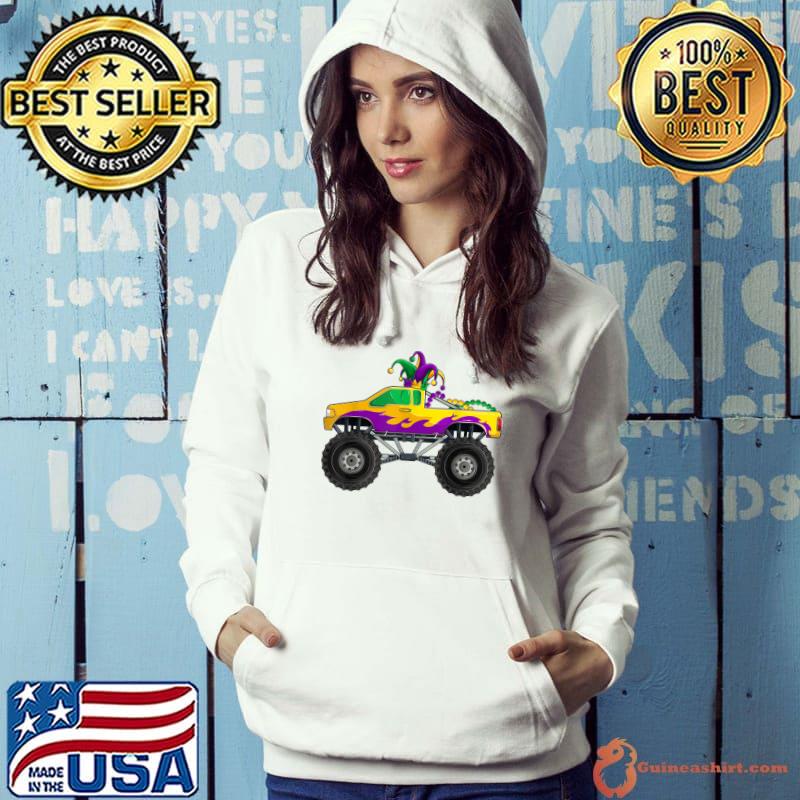 Mardi Gras Monster Truck Beads Jester Hat Shirt, Kids Boys T-Shirt