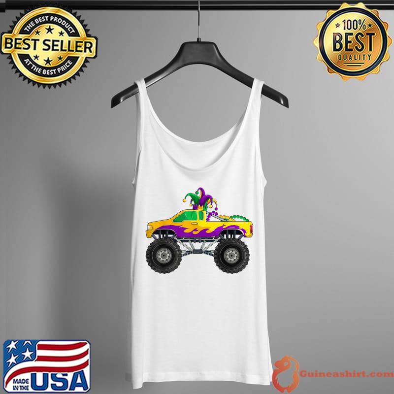 Mardi Gras Monster Truck Beads Jester Hat Shirt, Kids Boys T-Shirt Tank Top