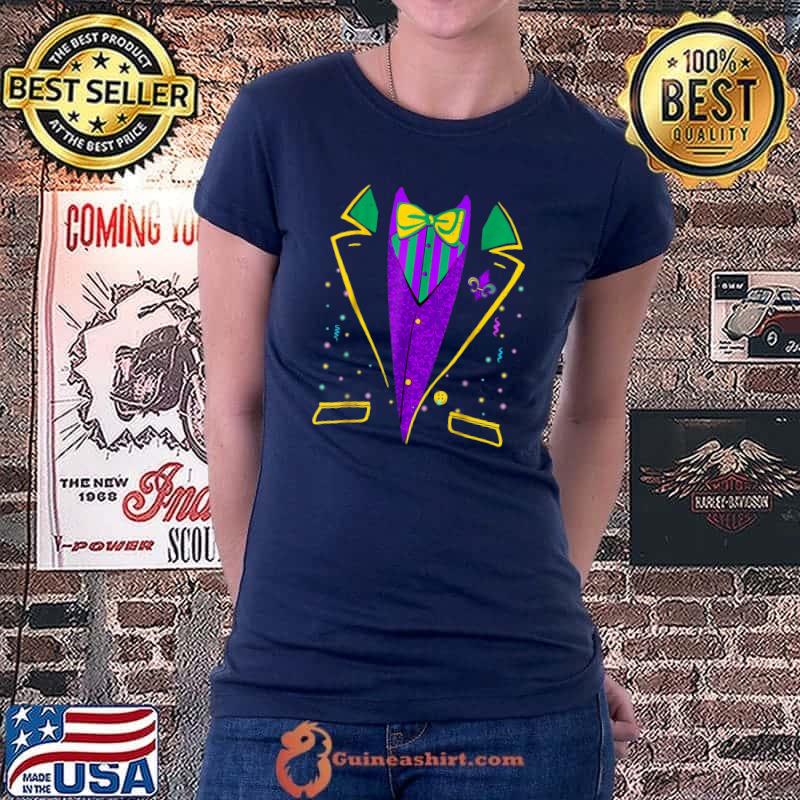 Mardi Gras Tuxedo Costume Funny Carnival Parade Design T-Shirt Ladiestee