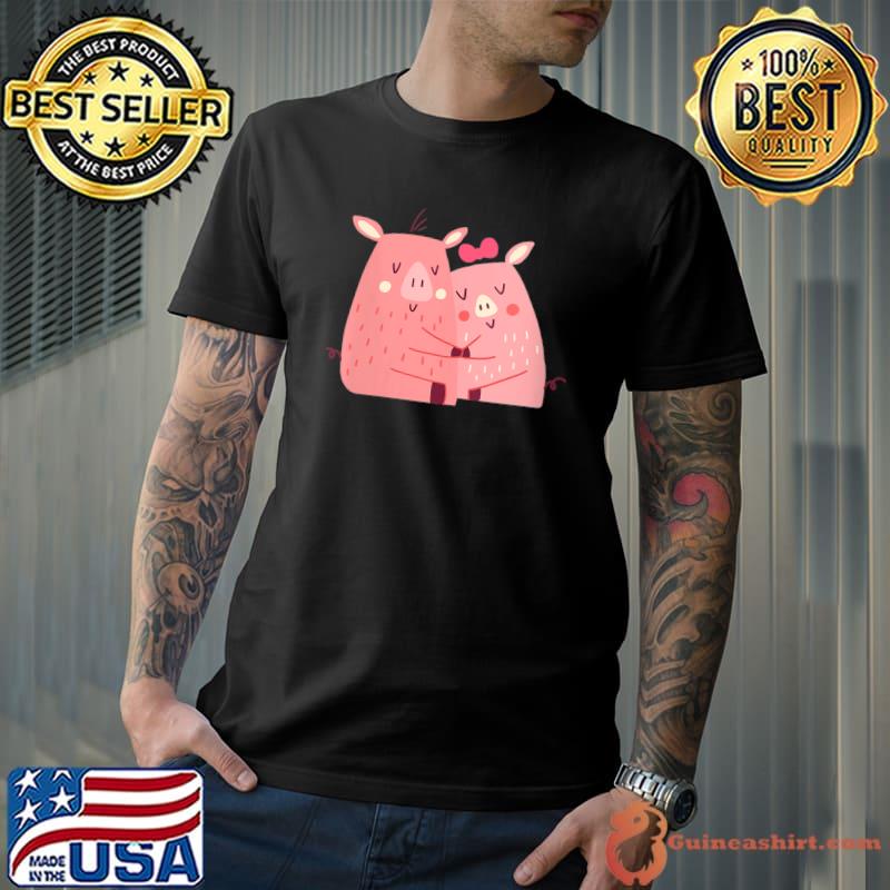 Matching Couple Pig Lovers Christmas T-shirt