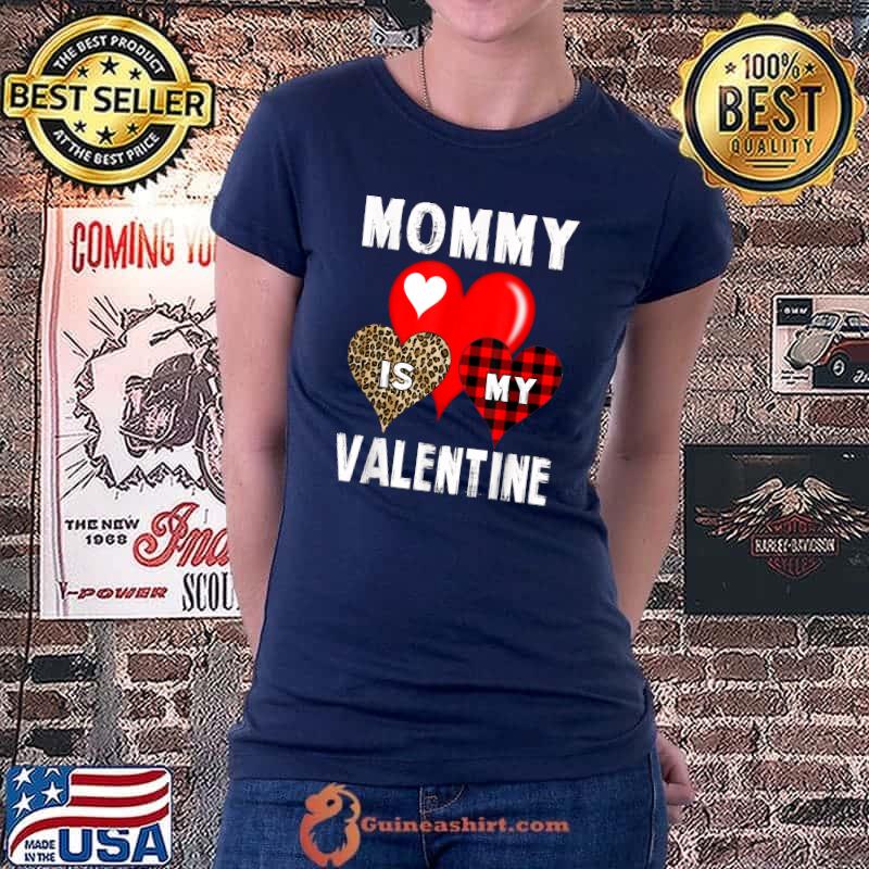 Mommy Is My Valentine Boys Kids Valentines Day Red Plaid Mom T-Shirt Ladiestee