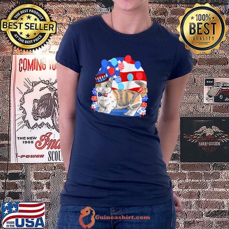 Munchkin Cat 4th of July Patriotic American Kitten T- Ladiestee