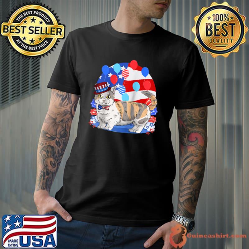 Munchkin Cat 4th of July Patriotic American Kitten T-shirt