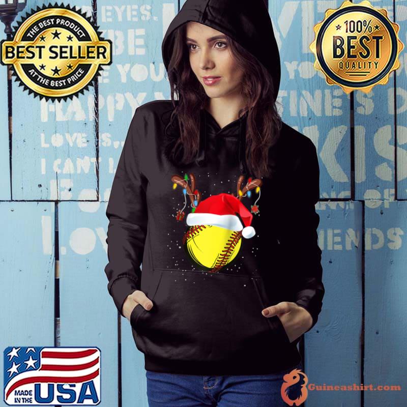 Official Softball Santa Reindeer Christmas Boys Xmas Hat Sport T-shirt