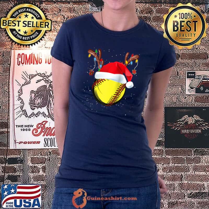 Official Softball Santa Reindeer Christmas Boys Xmas Hat Sport T- Ladiestee
