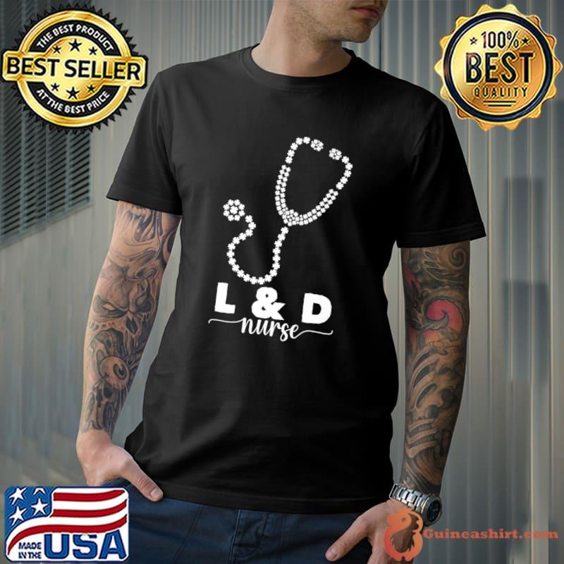 Original L&D Nurse Shamrock Clover Stethoscope St Patrick’s Day Premium T-Shirt Unisex