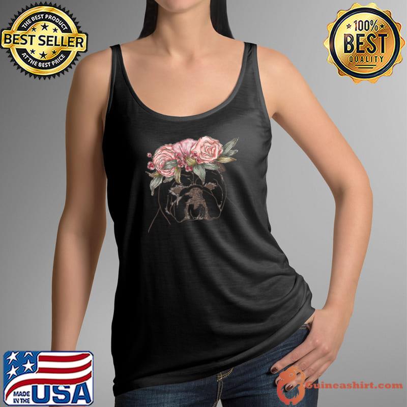 Outline with flowers English British Bulldog Premium T-Shirt Tank Top