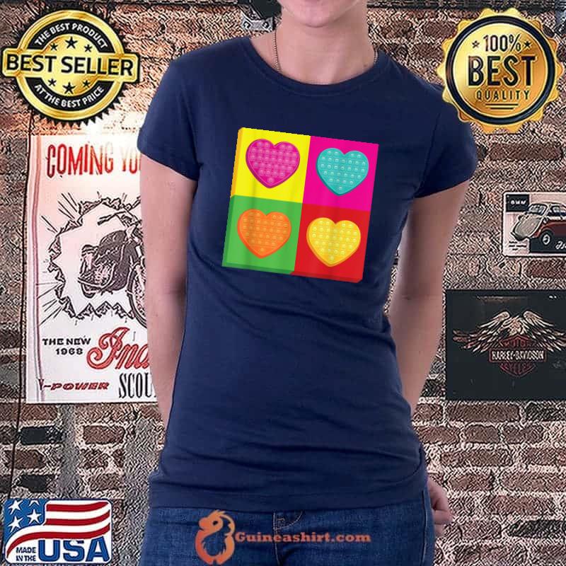 Pop It hearts Girls Boys Fidget Valentine's day love T-Shirt Ladiestee