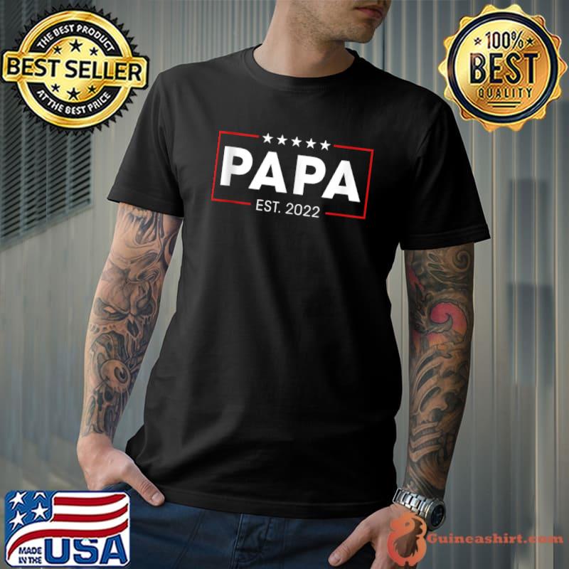 Proud Papa Est 2022 New Dad Daddy Father Christmas T-shirt