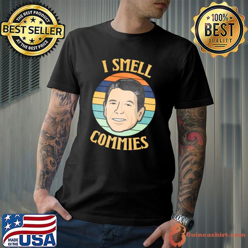 Ronald Reagan I Smell Commies Retro Vintage Political Humor T-shirt