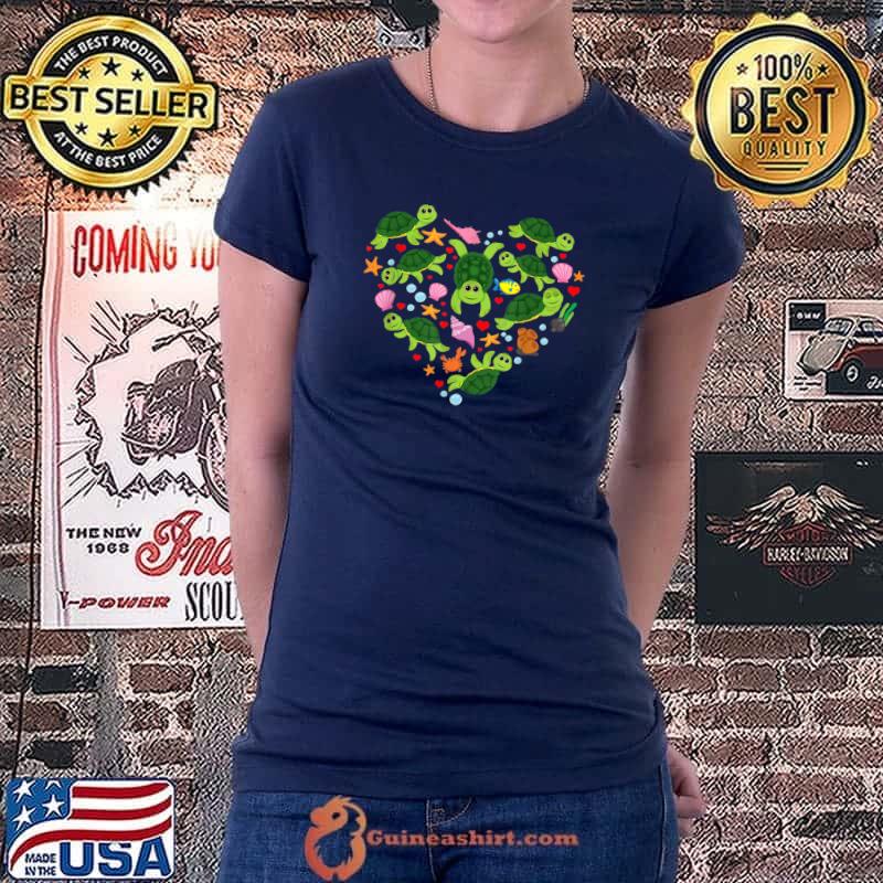 Sea Turtle Heart Valentines Day Cute Boys Girls Kids T-Shirt Ladiestee