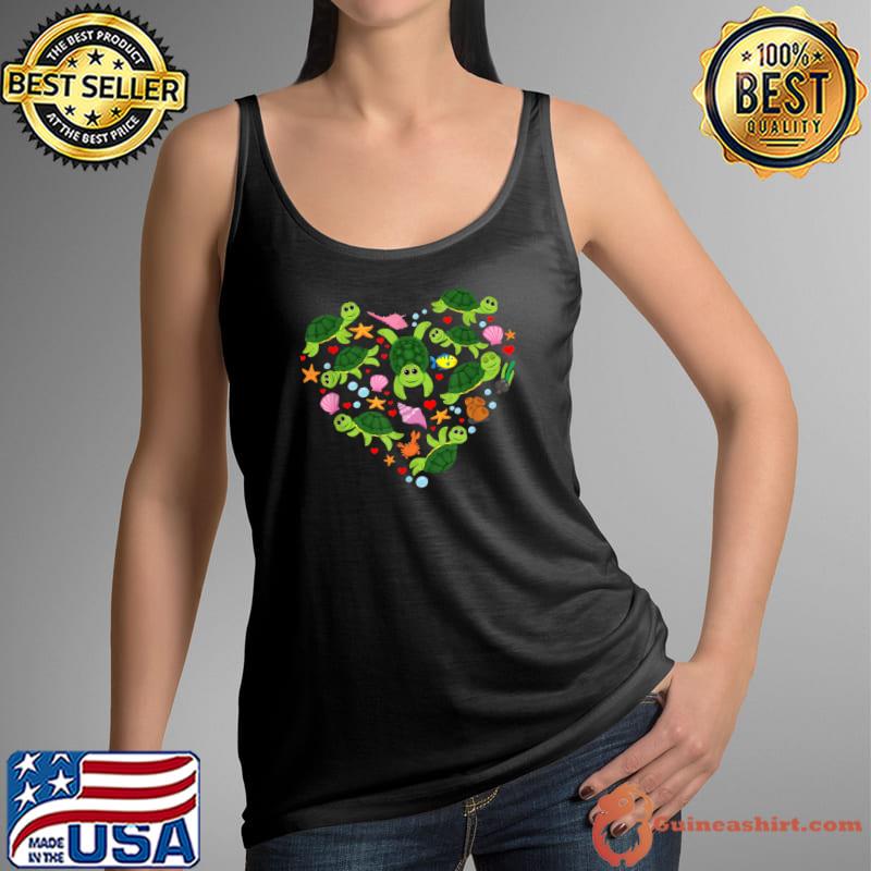 Sea Turtle Heart Valentines Day Cute Boys Girls Kids T-Shirt Tank Top