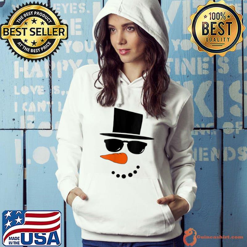 Snowman Face with Carrot Nose Sunglasses & Hat Boys Girls T-shirt