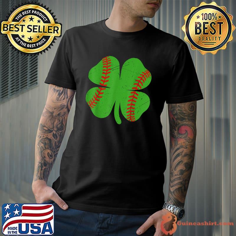 Softball St Patricks Day Shamrock Men Boys Catcher Pitcher T-Shirt