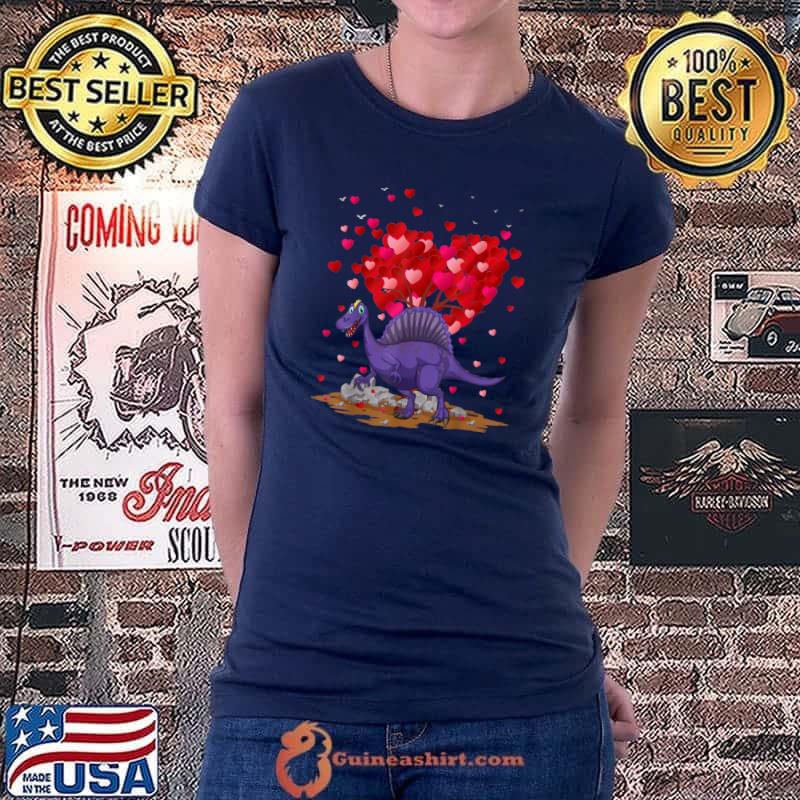 Spinosaurus Dinosaur Lover Heart Shape Spinosaurus Valentine T-Shirt Ladiestee