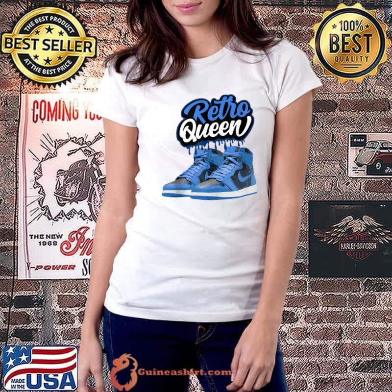Streetwear Retro Queen Shoes 1 High OG Dark Marina Blue T-Shirt Ladiestee