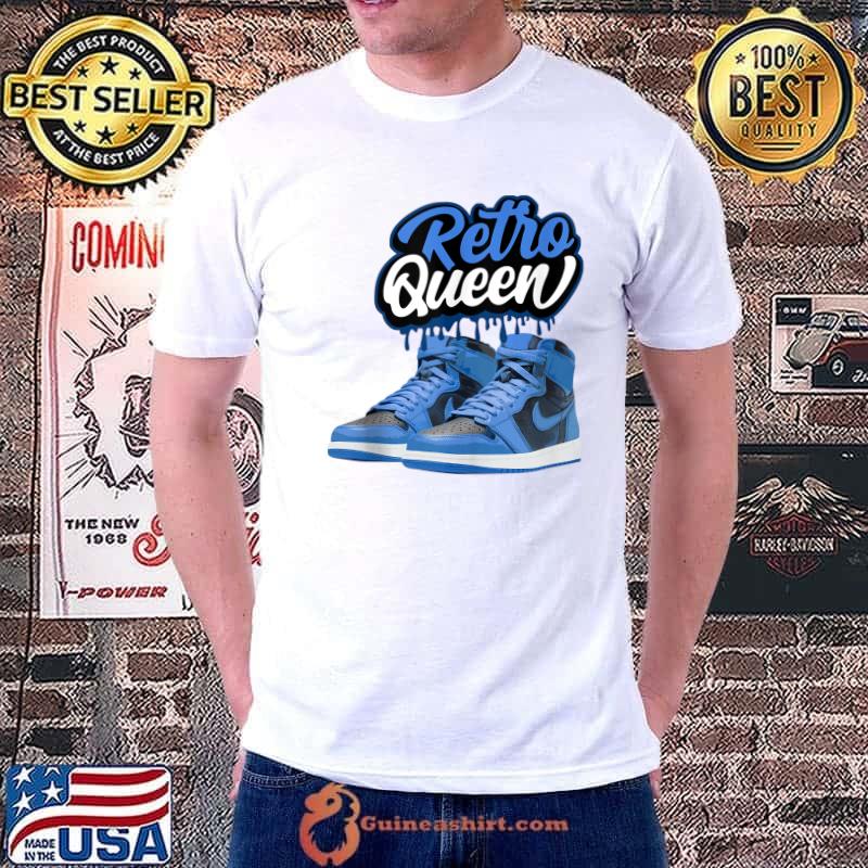 Streetwear Retro Queen Shoes 1 High OG Dark Marina Blue T-Shirt Unisex