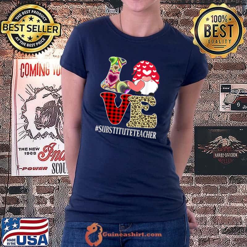 Substitute Teacher Love Women Leopard Appreciation Valentine T-Shirt Ladiestee