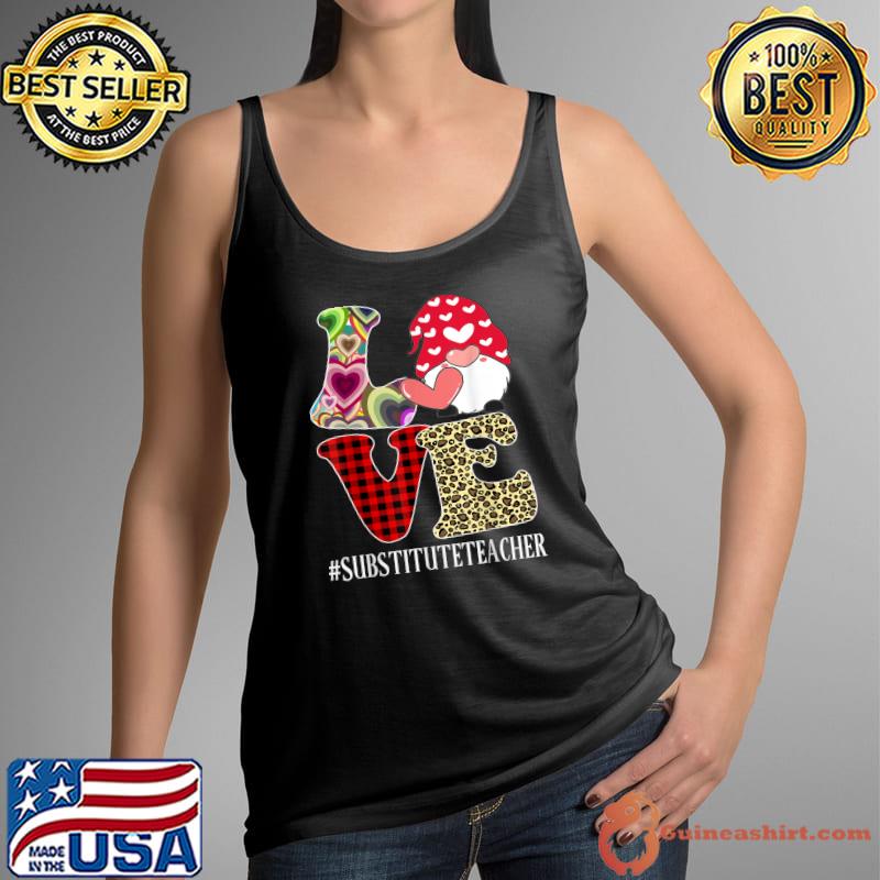 Substitute Teacher Love Women Leopard Appreciation Valentine T-Shirt Tank Top