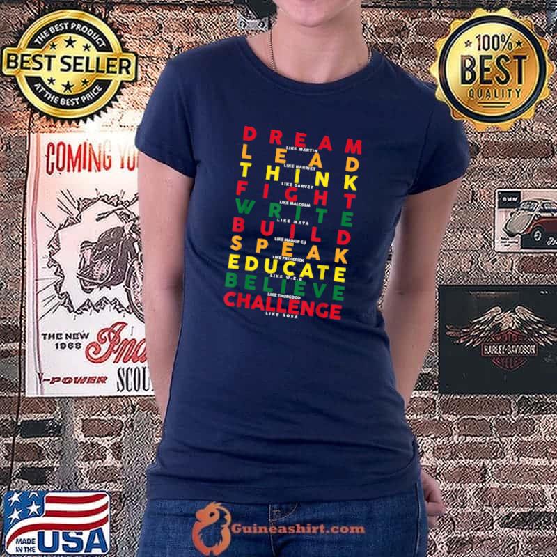 Top Mens Black History Pride Shirt Dream Like Martin American African T-Shirt Ladiestee