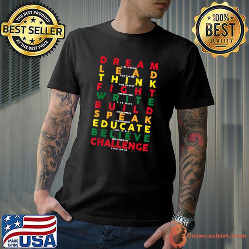 Top Mens Black History Pride Shirt Dream Like Martin American African T-Shirt