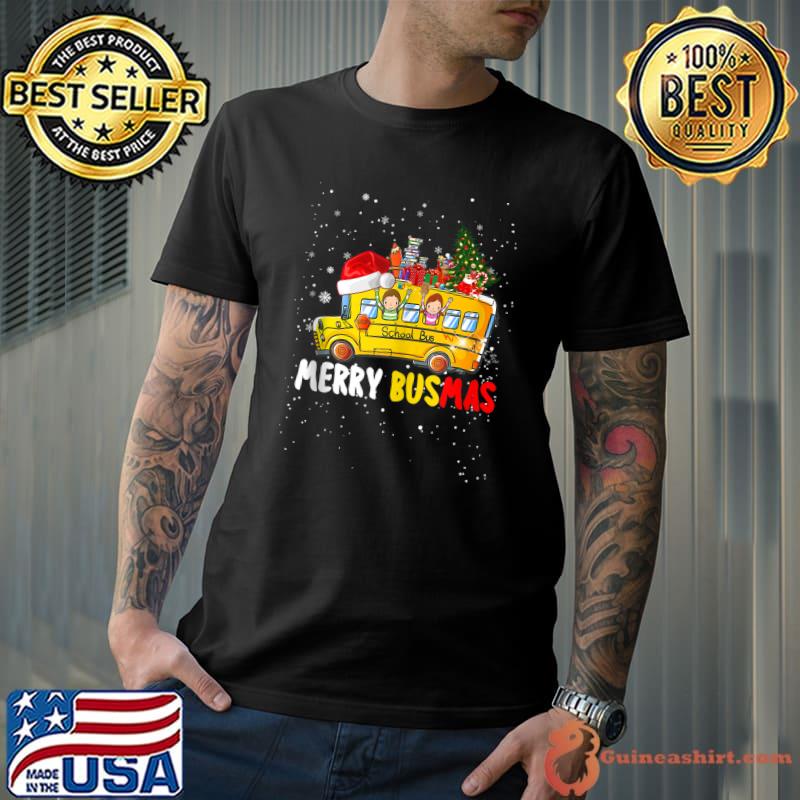 Top School Bus Driver Christmas Pajamas Merry Busmas Xmas Ugly T- Unisex