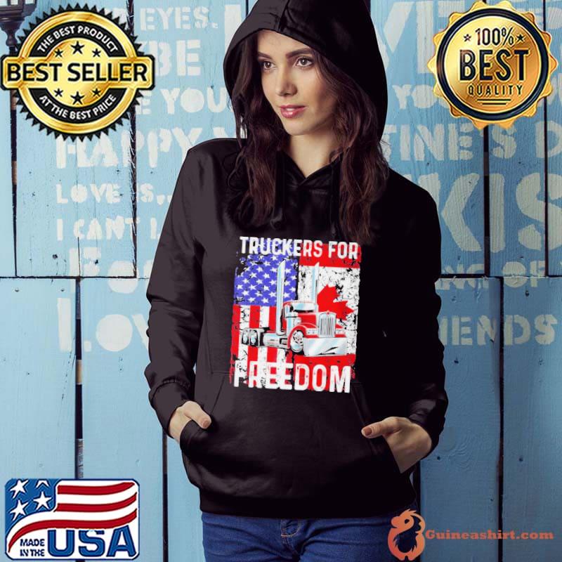 Trucker for freedom convoy 2022 American canadian flag shirt