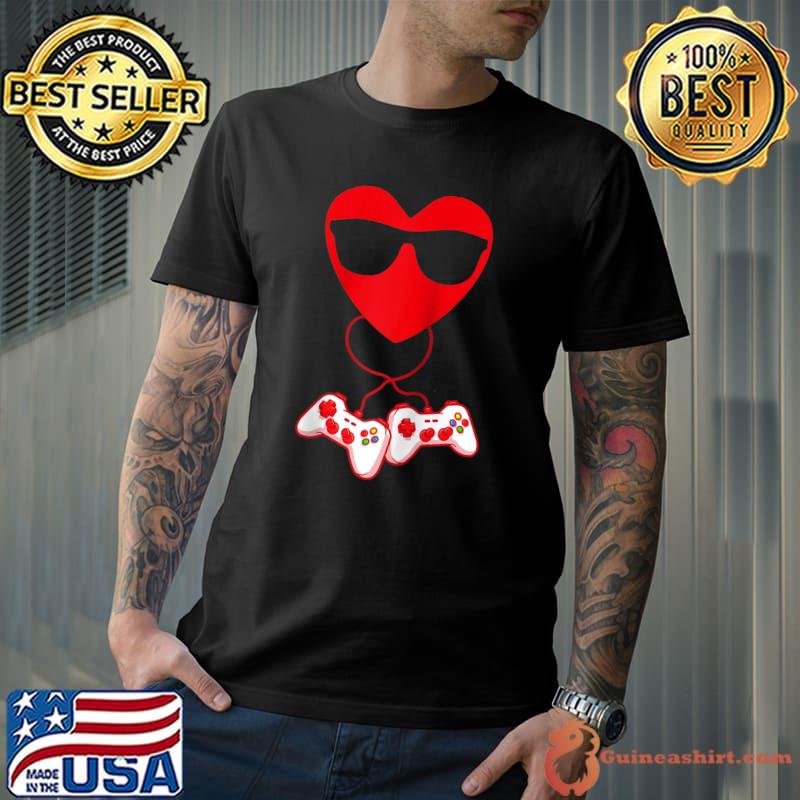 V Is For Video Games Gamer Boys Kids Men Funny Valentine T-shirt
