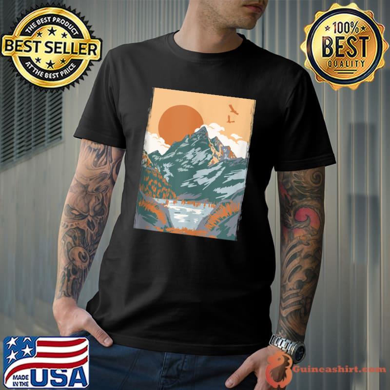 Vintage Mountains - Landscape Hiking Lover Outdoor Abstract T-shirt