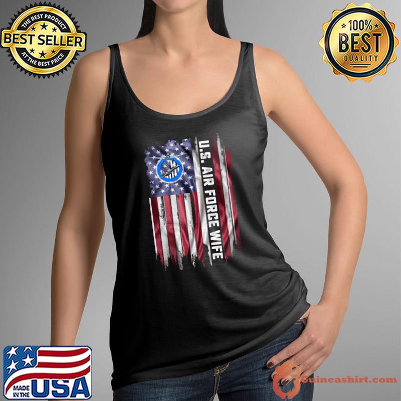 Vintage USA American Flag Proud Air Force Veteran Wife T- Tank Top
